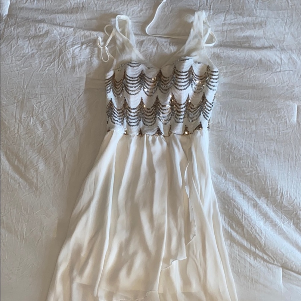 White Silver and Gold Dress